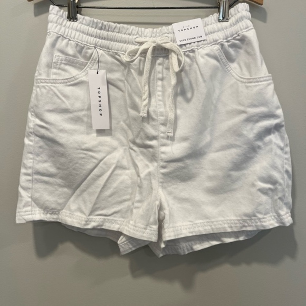 NWT Nordstrom TopShop Millie Pull-On Shorts‎ Size 8 White Drawstring